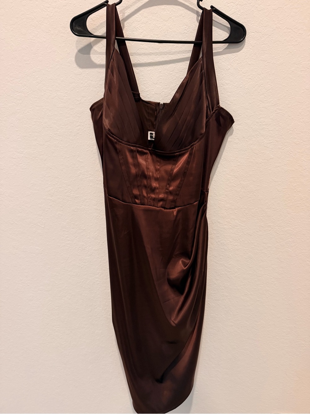 Cereda Chocolate Satin Mini Dress - Picture 8 of 11